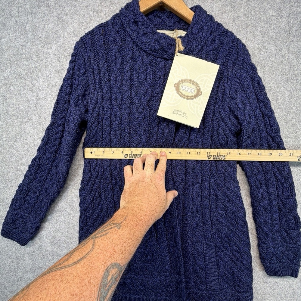 Aran Sweater Market Cable Knit Cardigan 100% Merino Wool Made In Ireland Size S - Picture 6 of 7